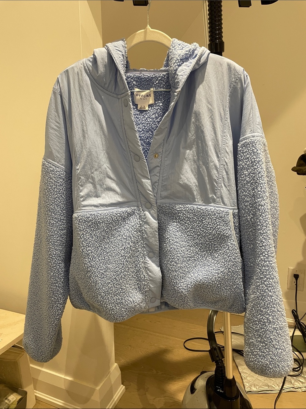 aerie Pale Blue Sherpa Hooded Jacket